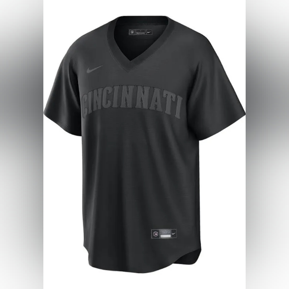 CINCINNATI REDS MENS NIKE REPLICA PITCH BLACK JERSEY - BLACK